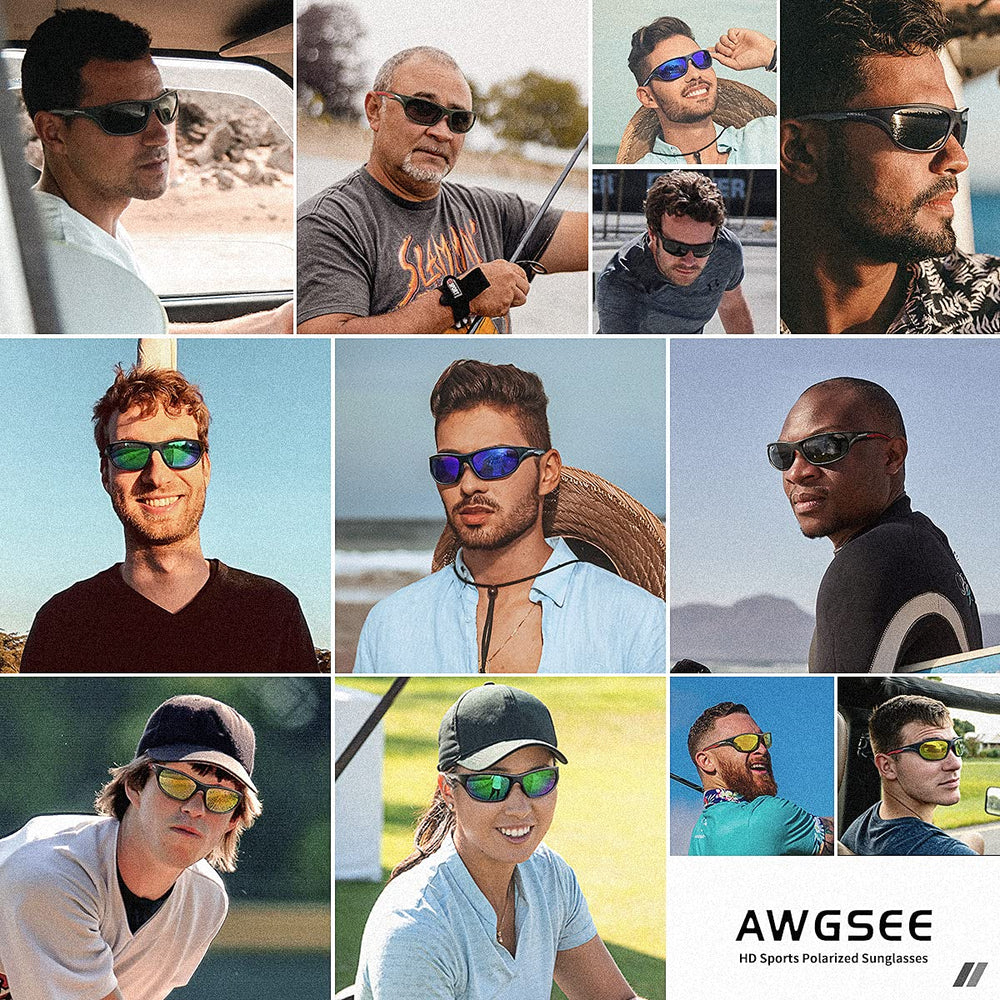 AWGSEE polarized lens close-up showing glare reduction and improved clarity