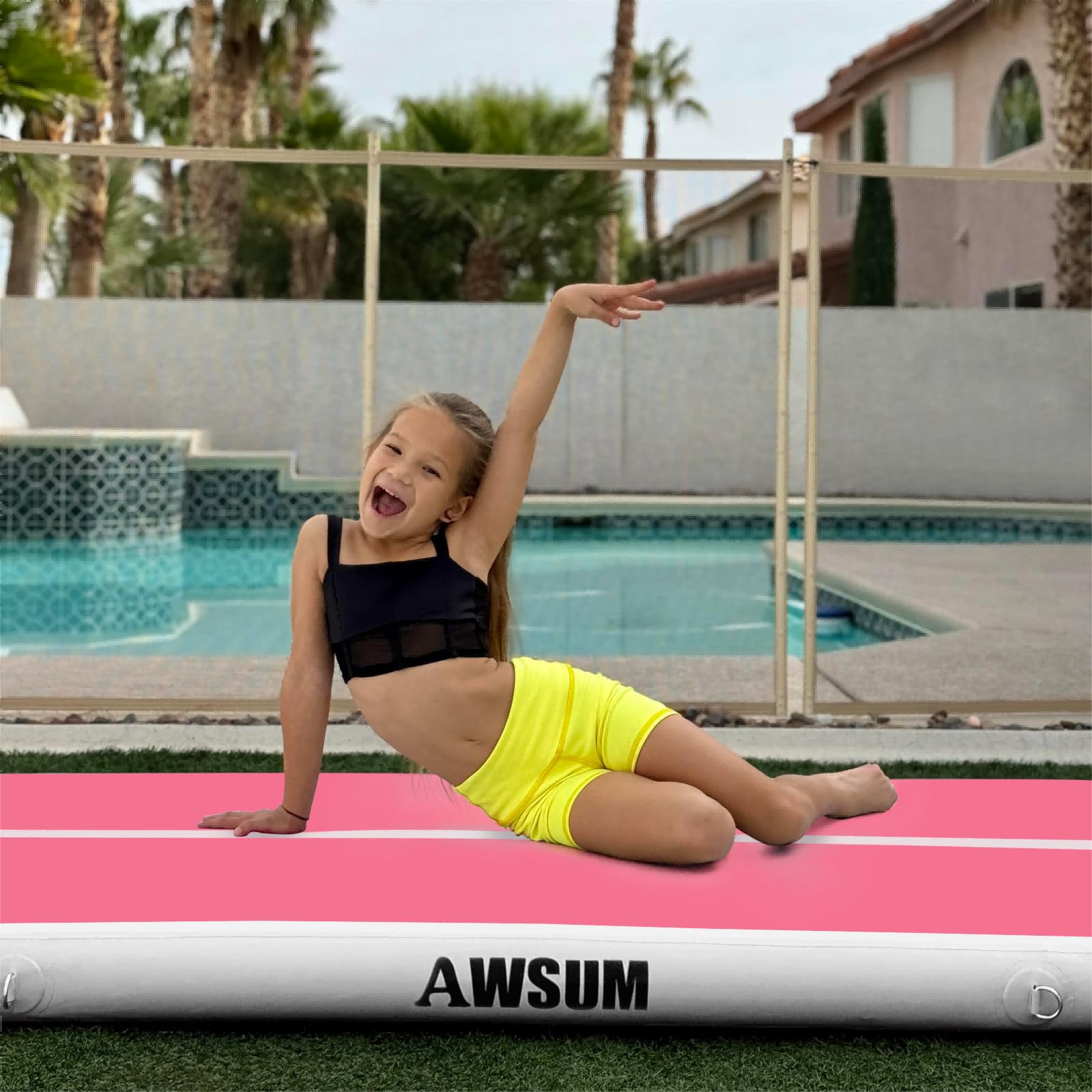 AWSUM mat folded in carry bag for compact storage and transport benefit