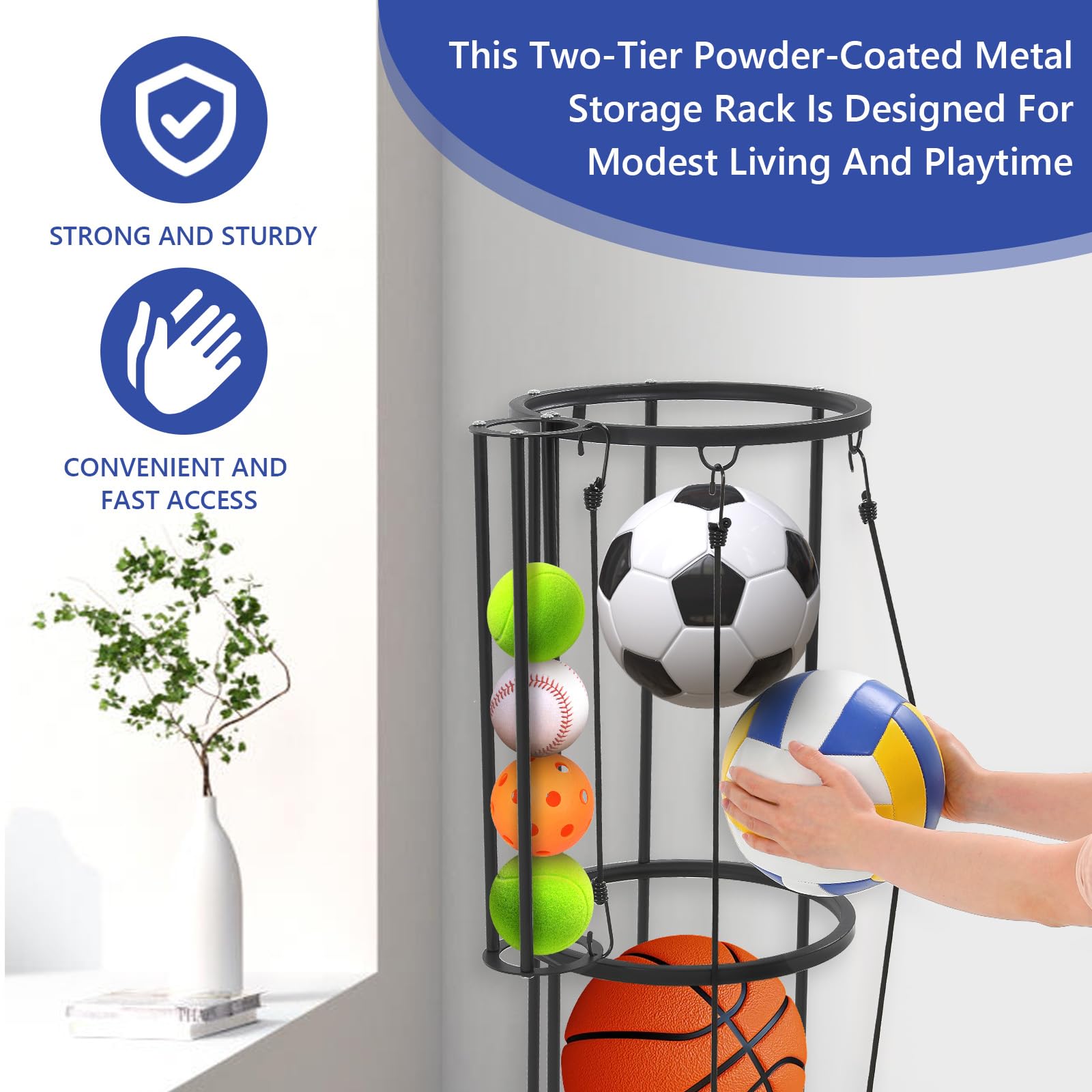 AWZITUO side small ball basket holding tennis and baseballs for extra storage