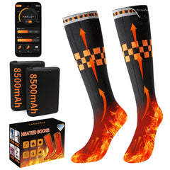 Axcdyt heated socks front view showing fit and styling for warmth