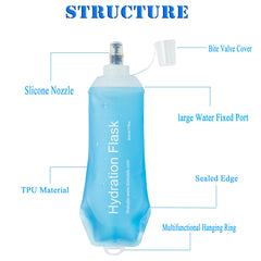 AXEN folded soft flask collapsed flat to save space in pack or pocket