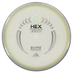 Axiom Discs Hex glowing under blacklight for improved night visibility and retrieval
