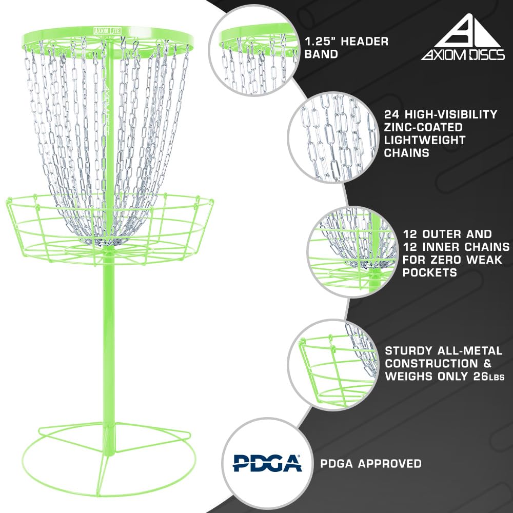 Axiom Discs chain detail close-up highlighting 24 lightweight chains that improve catches