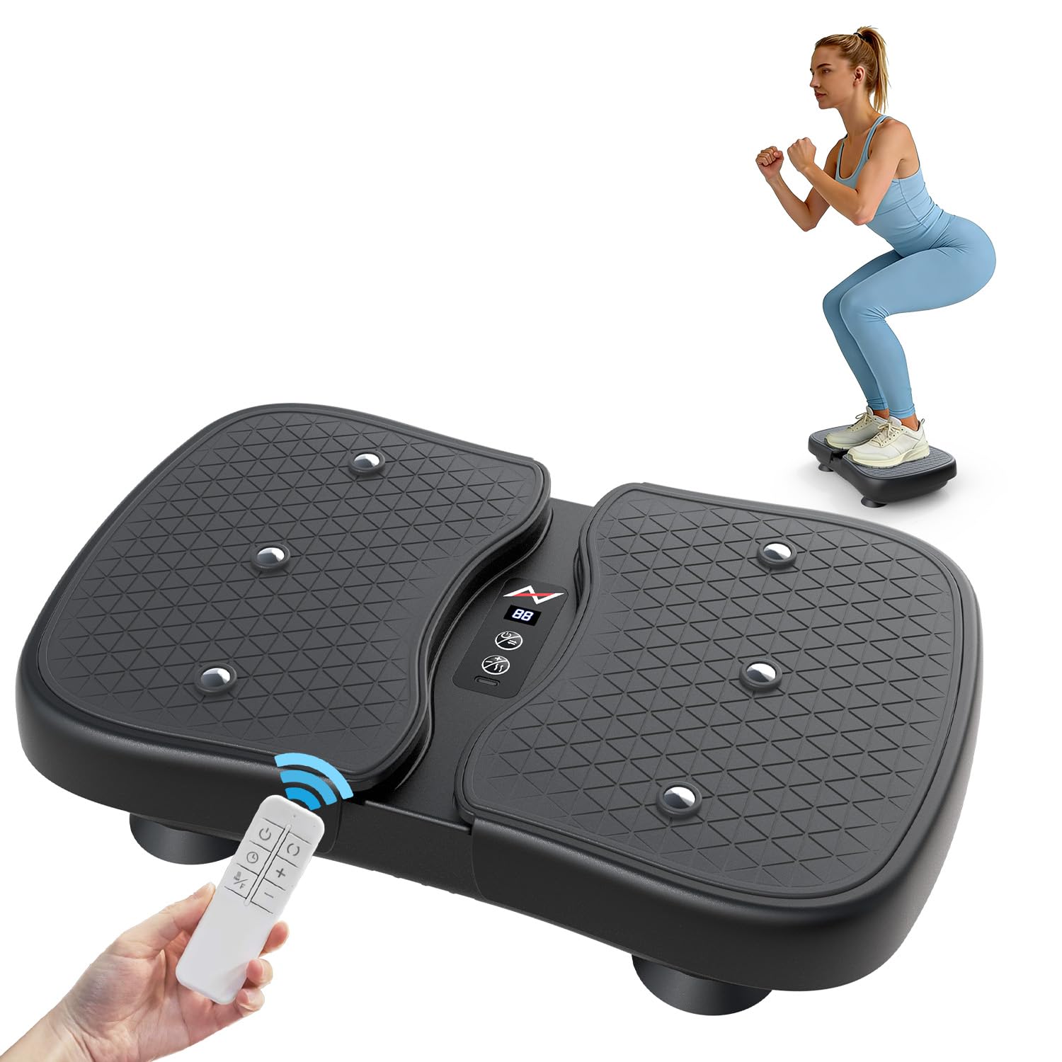 AXV front view of vibration plate showing compact design and portability benefit