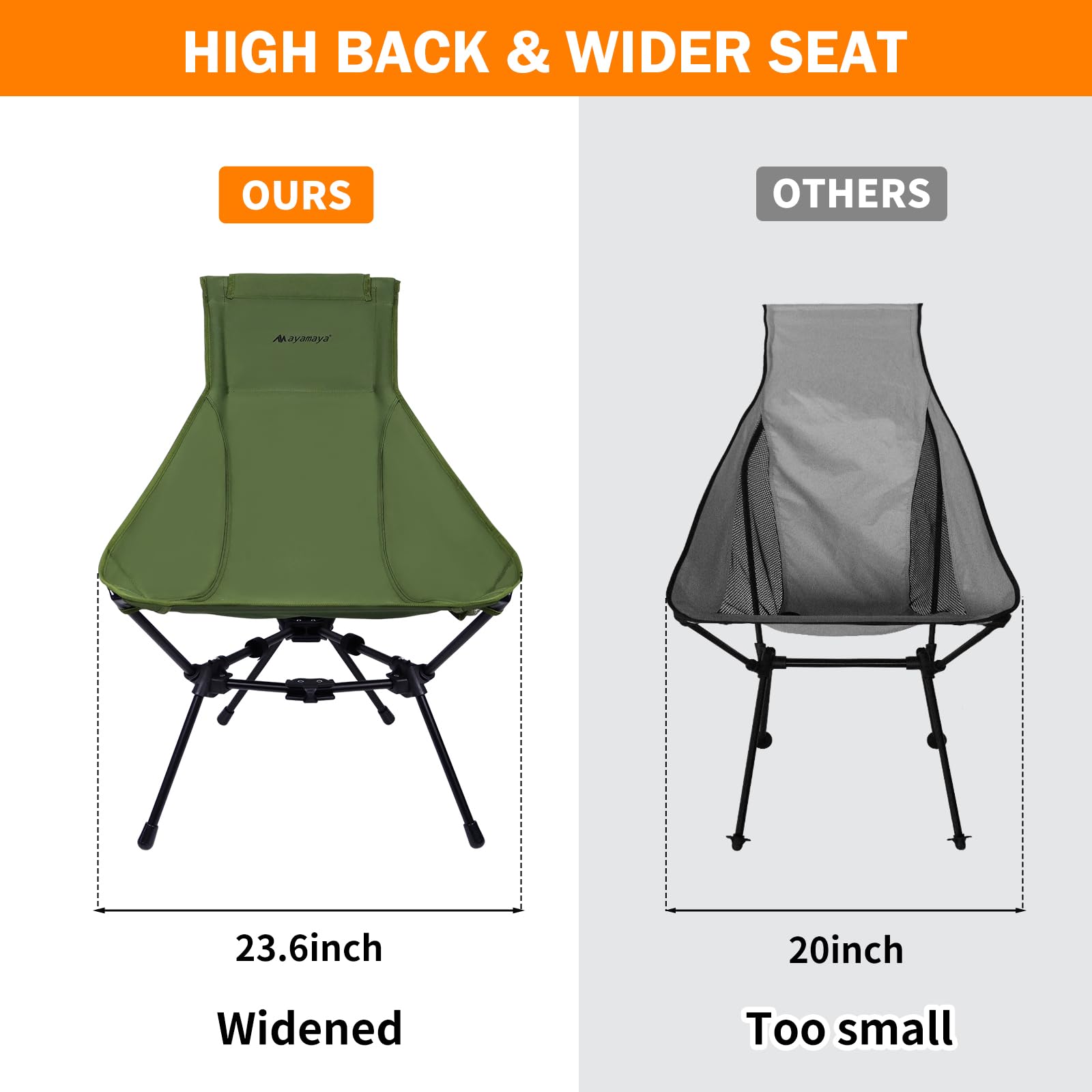 AYAMAYA set up at a campsite offering comfortable, supportive outdoor seating