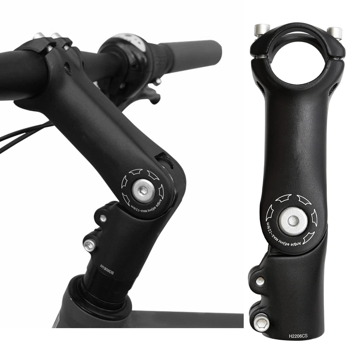 Aynaxcol front view of stem showing secure clamp and clean profile for stability
