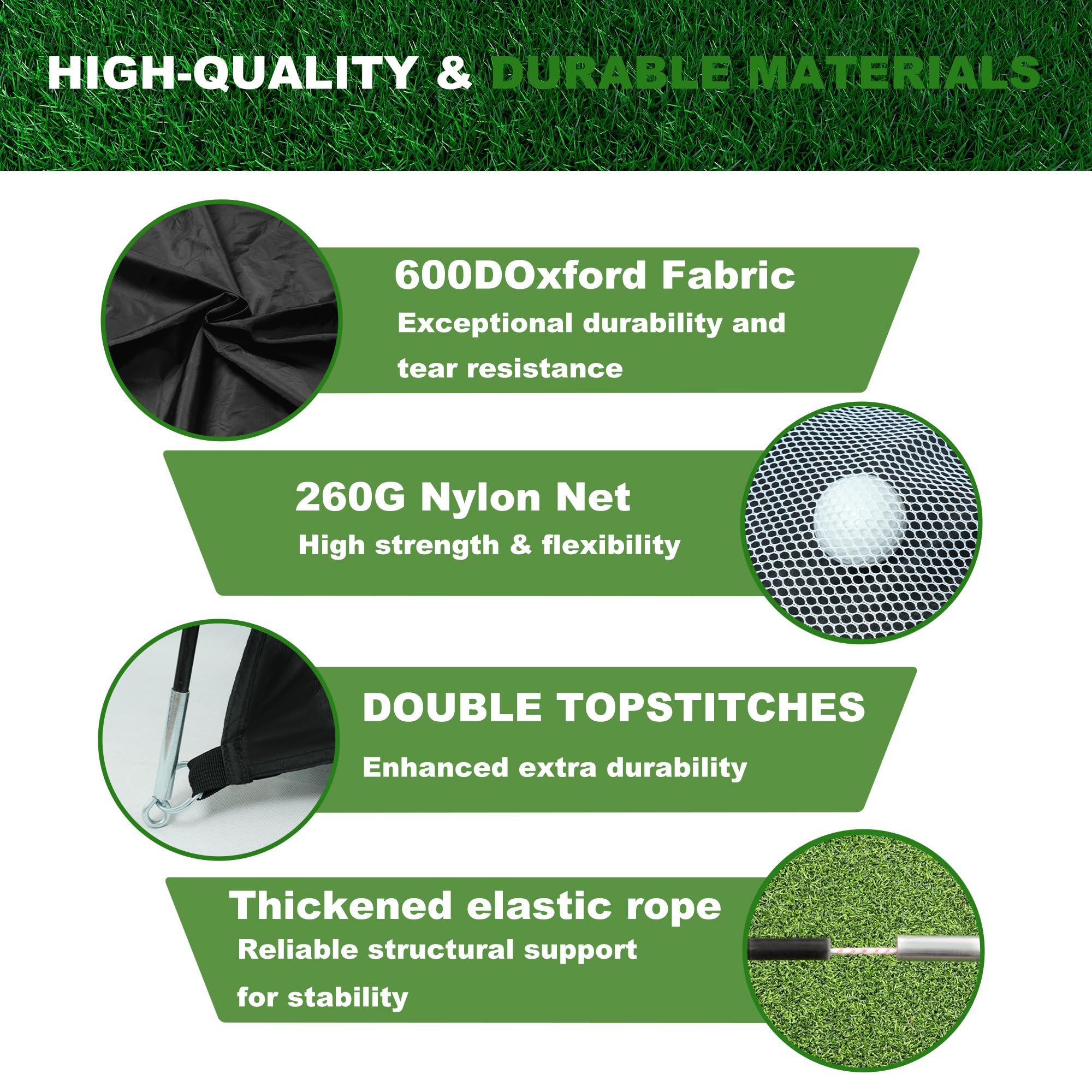 Azaeahom tri-turf mat detail replicating fairway, rough, and tee surfaces