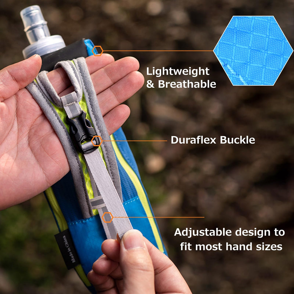 Azarxis hand strap and thumbhole on hand, comfortable secure grip
