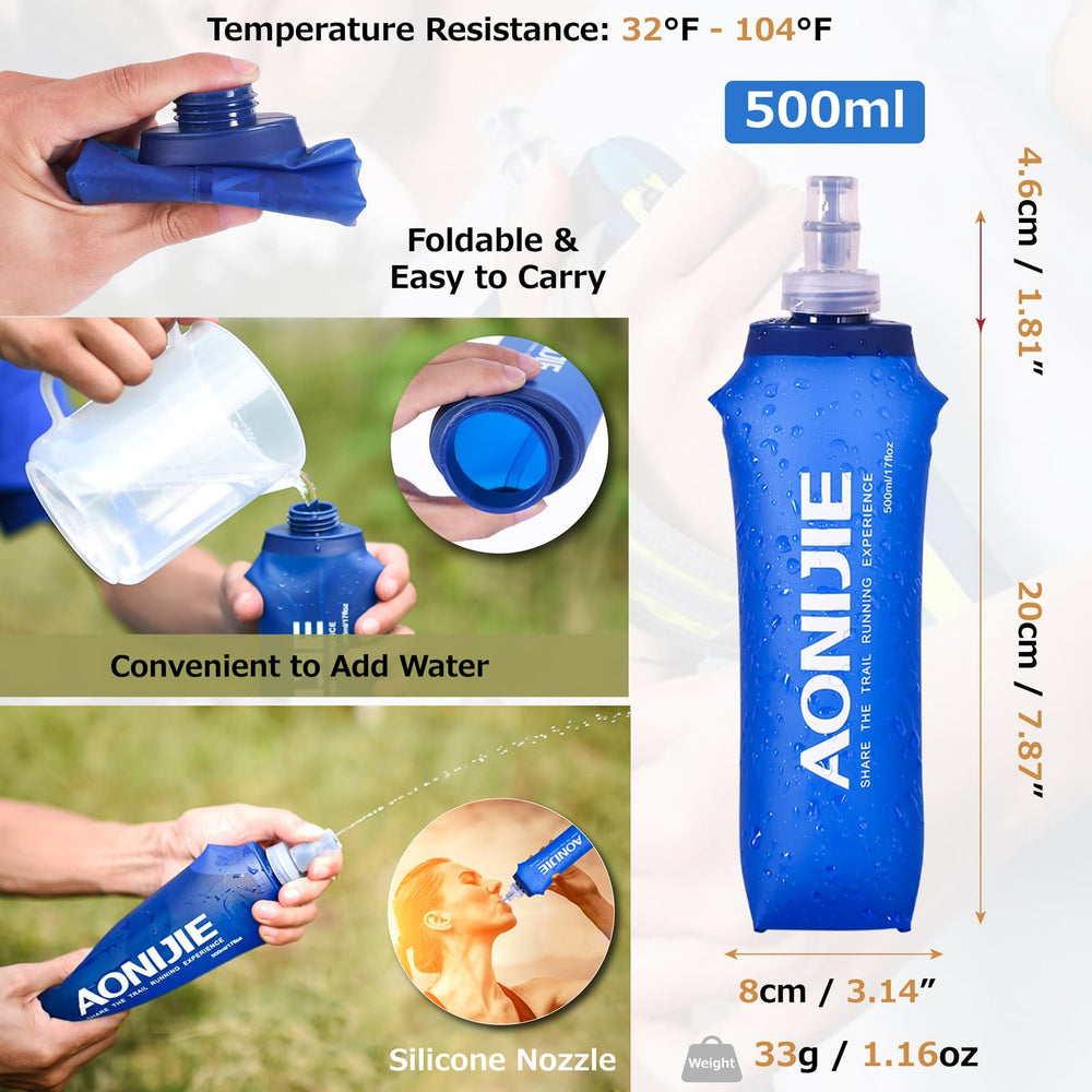 Azarxis in use by runner on trail, hands-free hydration convenience