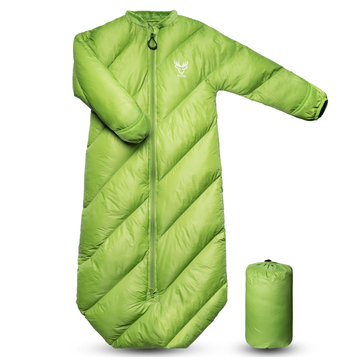 AZITREK front view of Garnish Green toddler sleeping bag shows warmth