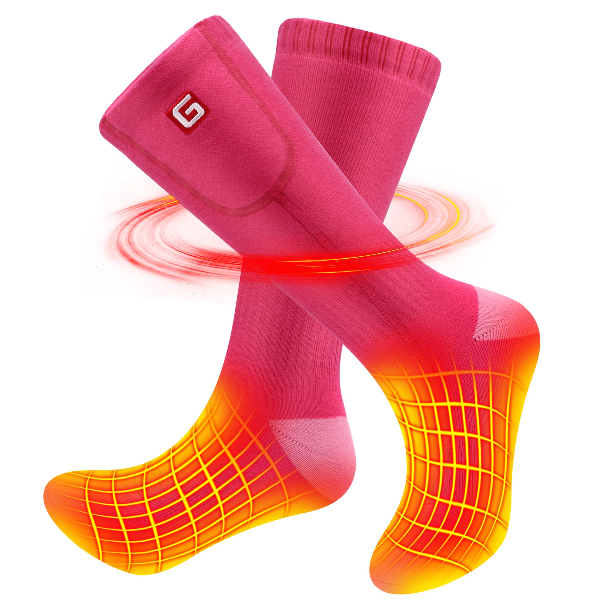B Socks front view packaging showing product and included batteries for quick identification