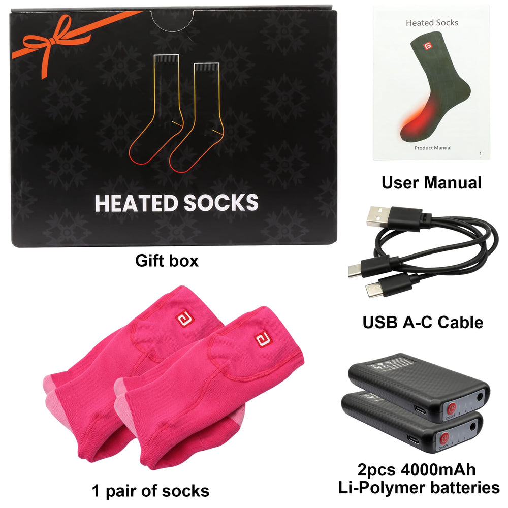 B Socks gift box open with socks, batteries, charger neatly arranged for gifting convenience