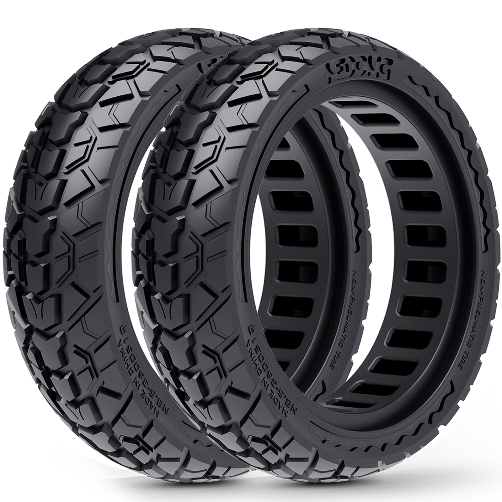 BABEJIA front packaging view showing two black solid scooter tires, durable and ready