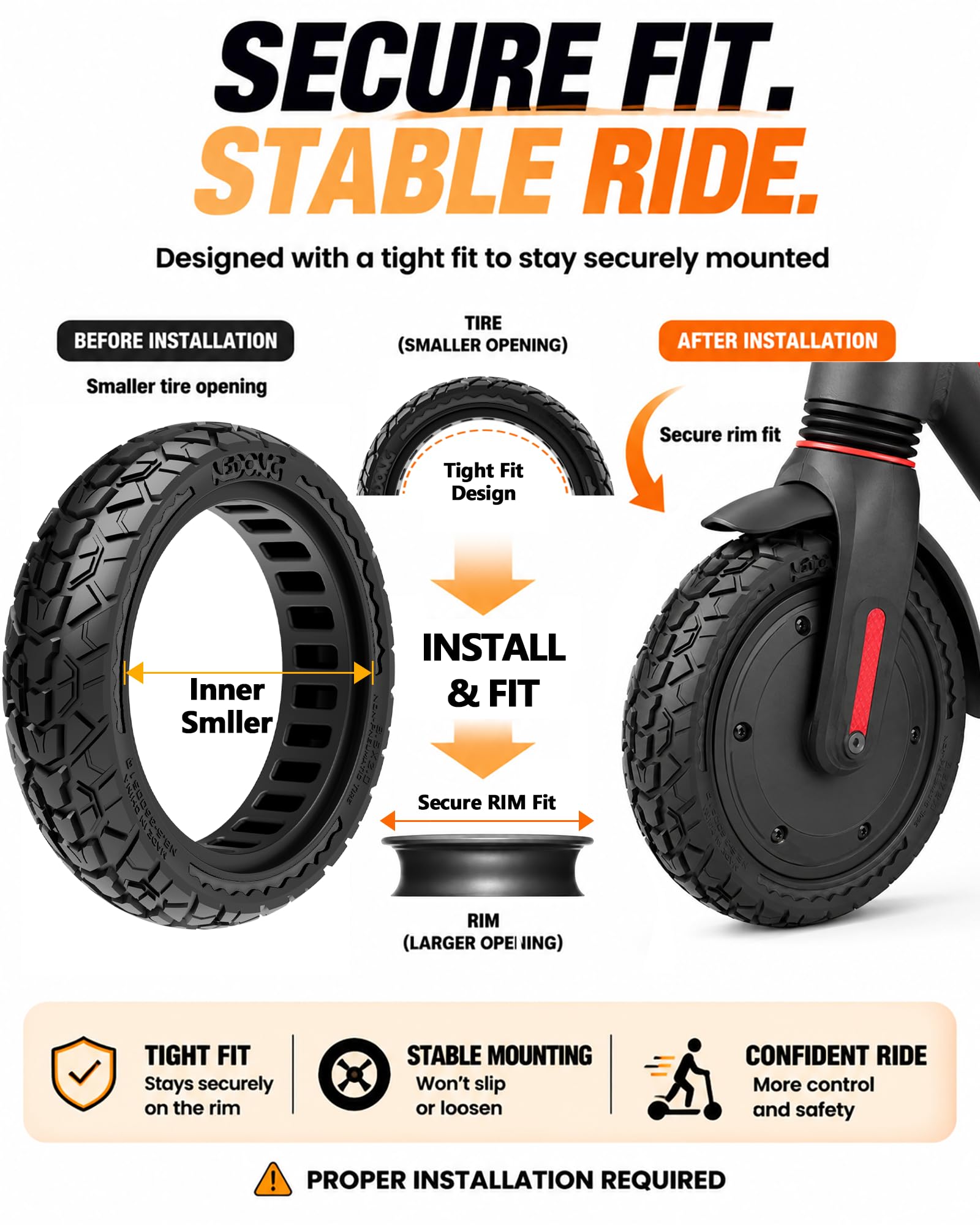 BABEJIA tire softened in hot water ready for easier installation and safer fit