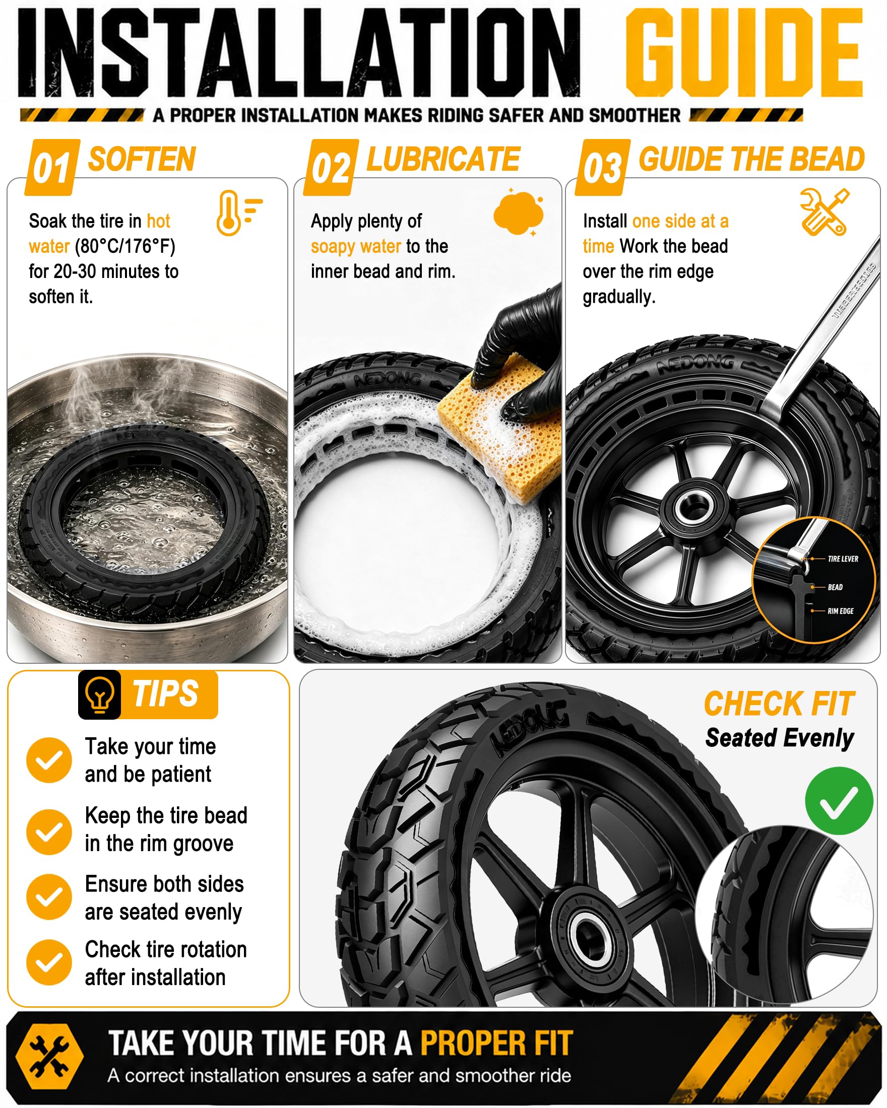 BABEJIA tire sidewall marking close-up for verifying 10x2.50 60/70-6.5 compatibility