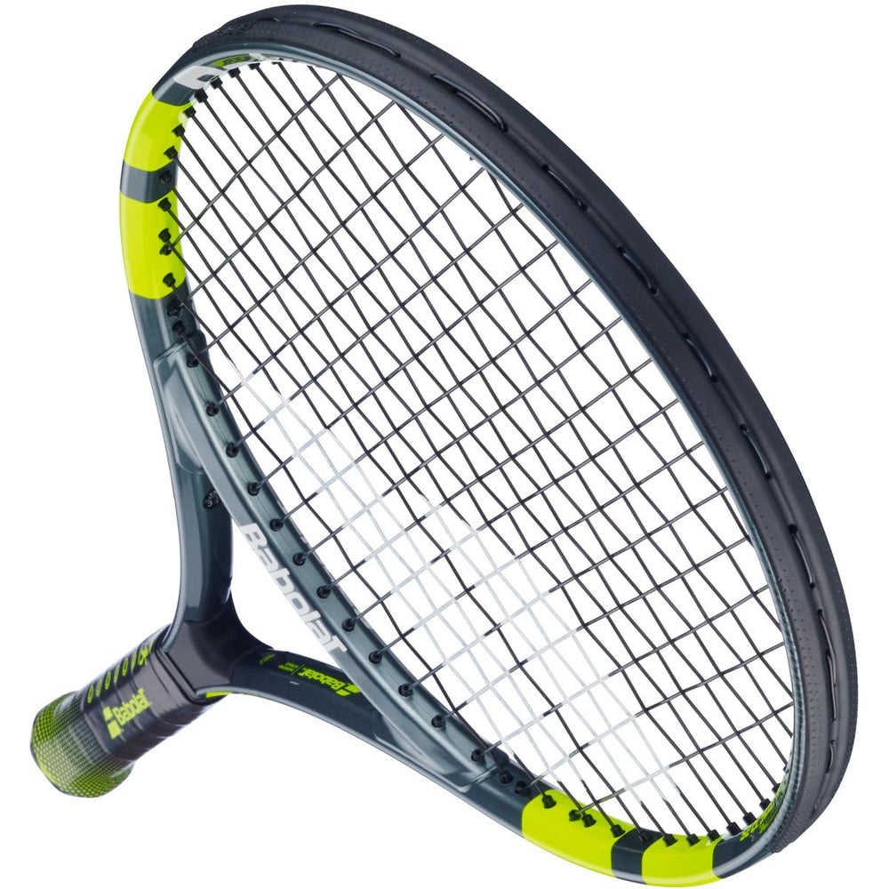 Babolat Carlitos next to child for scale emphasizing 25 inch fit for 53–57 inch tall kids