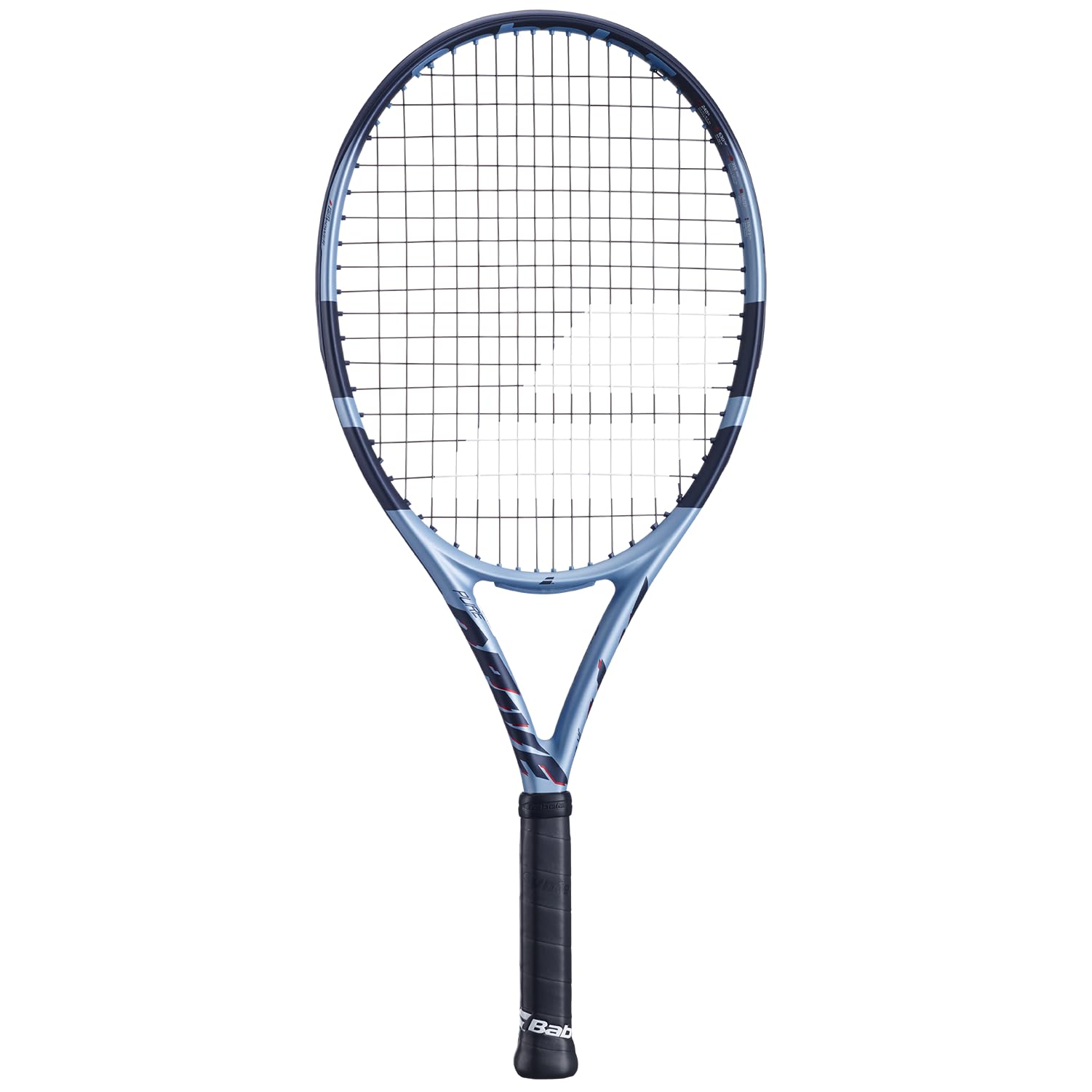 Babolat Pure Drive Junior front view showing frame and color, offers powerful play