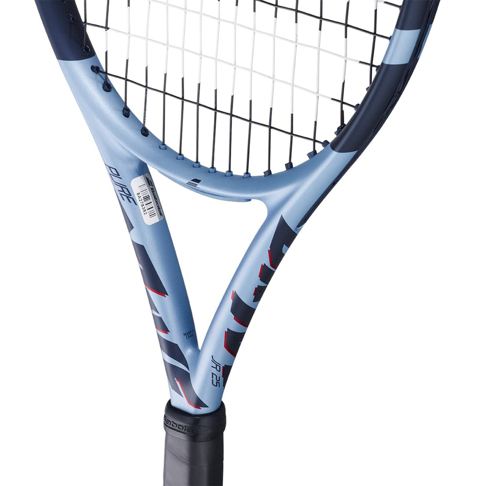 Babolat Pure Drive Junior grip and label view showing comfortable Syntec Uptake grip