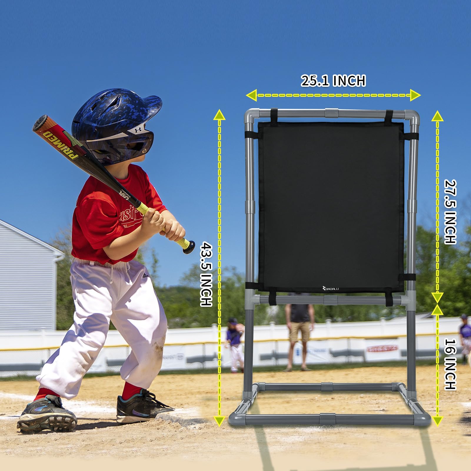 BADALU close-up of PVC strike zone material showing crisp aiming graphics