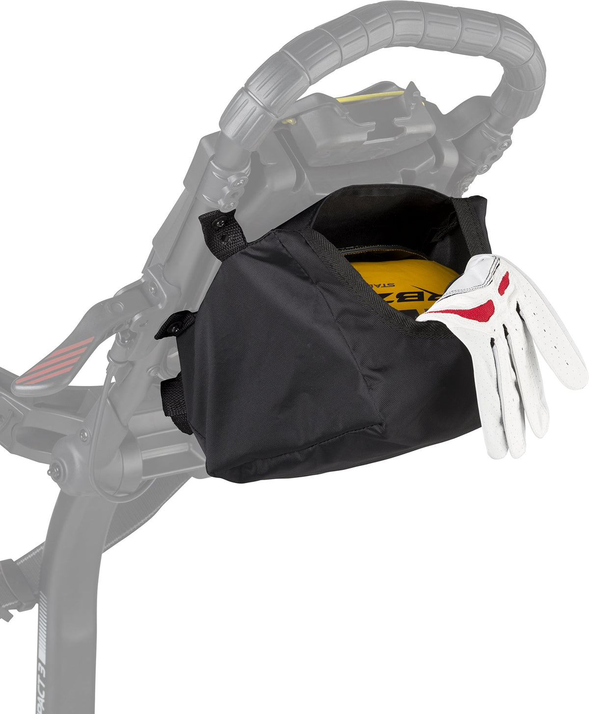Bag Boy accessory bag front view showing slim profile and organized access