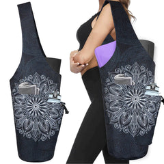 BagYG mandala front view showing roomy long tote and organized pockets for easy transport