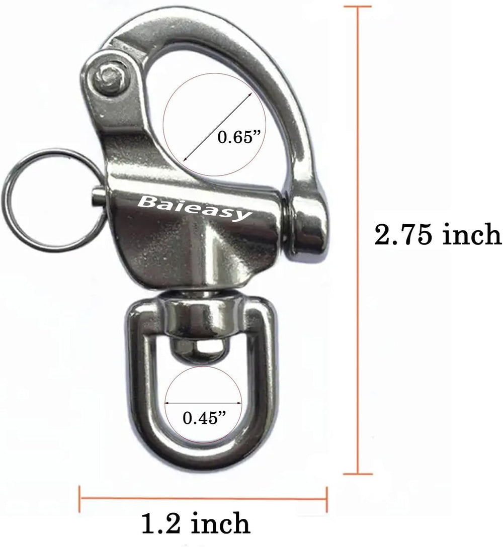 Baieasy close-up of swivel eye highlighting corrosion-resistant 316 stainless benefit
