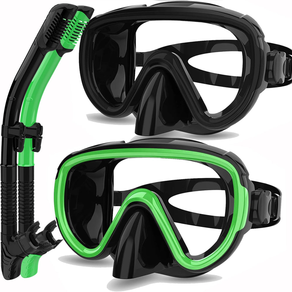 Bairuifu front view of two masks showing panoramic lens and easy packing benefit
