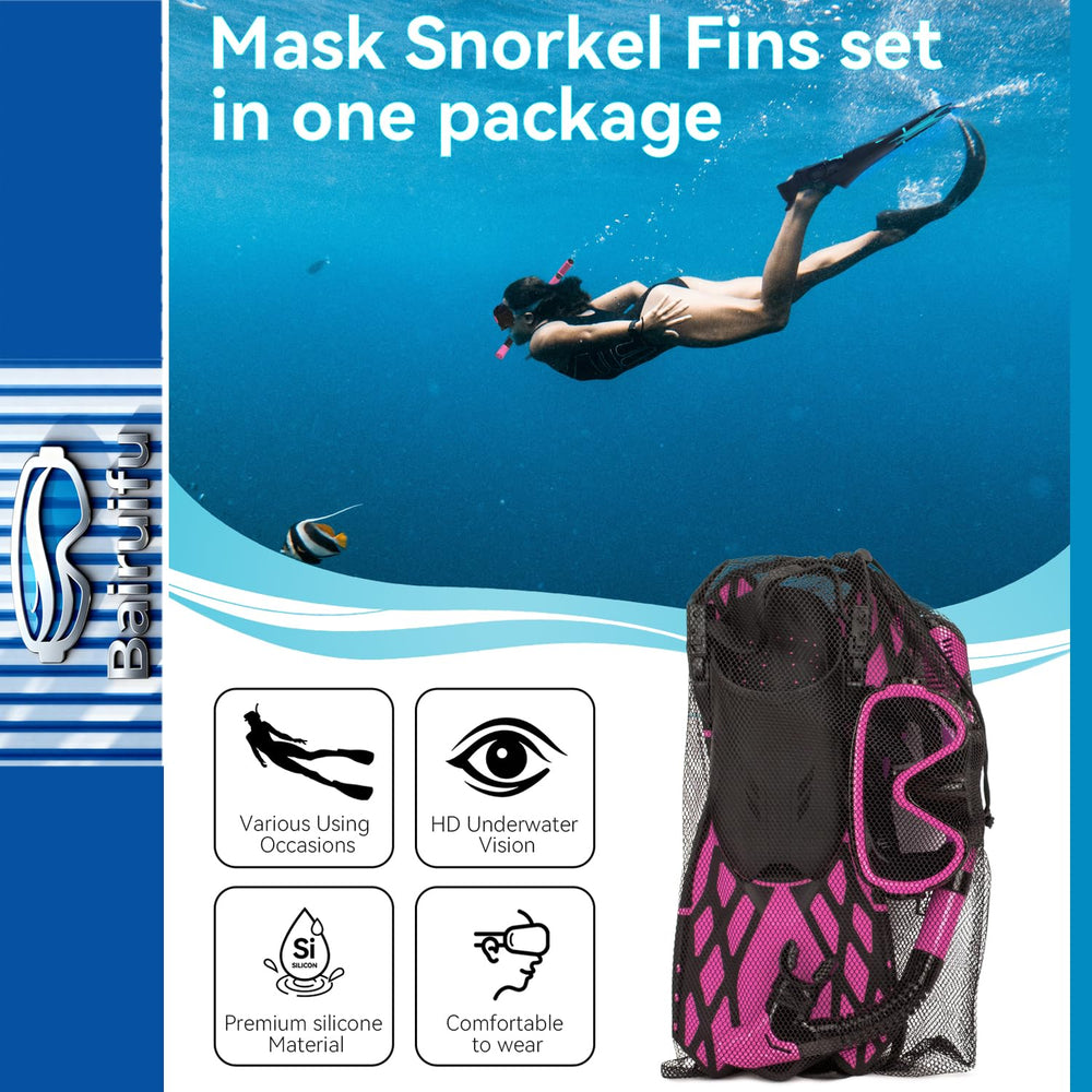 Bairuifu snorkeling kit in use at beach for effortless exploration