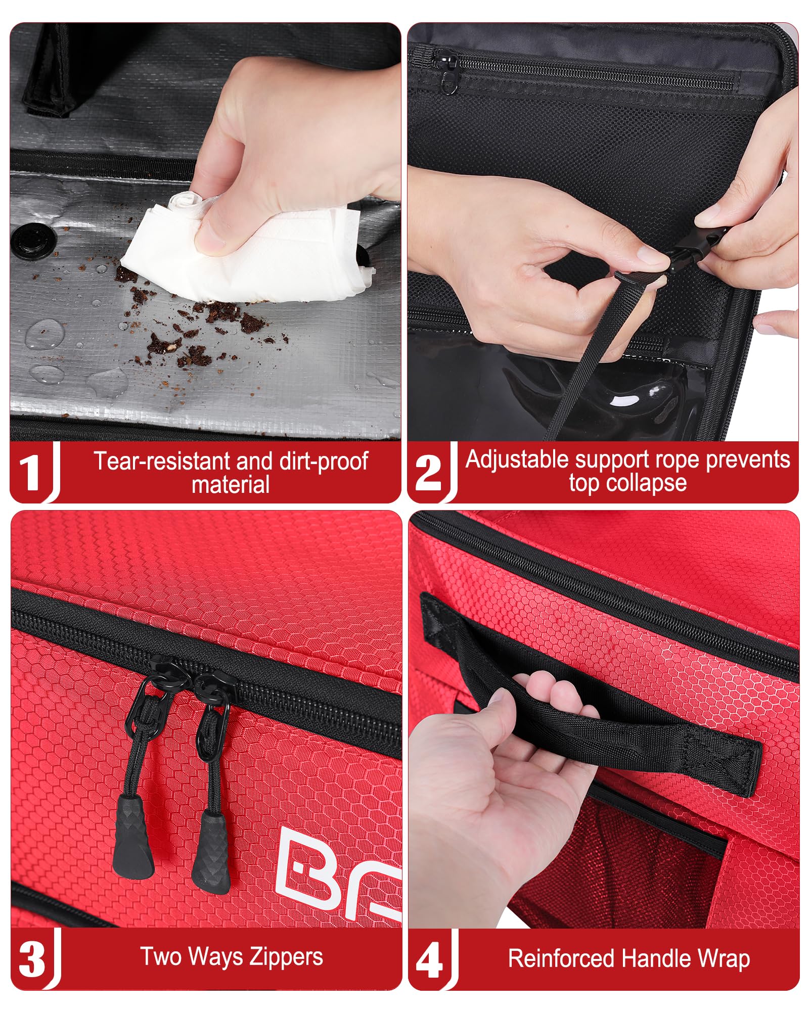 BAIXIXIG close-up of 1000D fabric and explosion-proof zipper for durable use