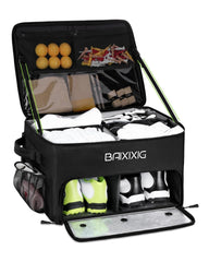 BAIXIXIG front view of trunk organizer showing pockets and handles for tidy storage