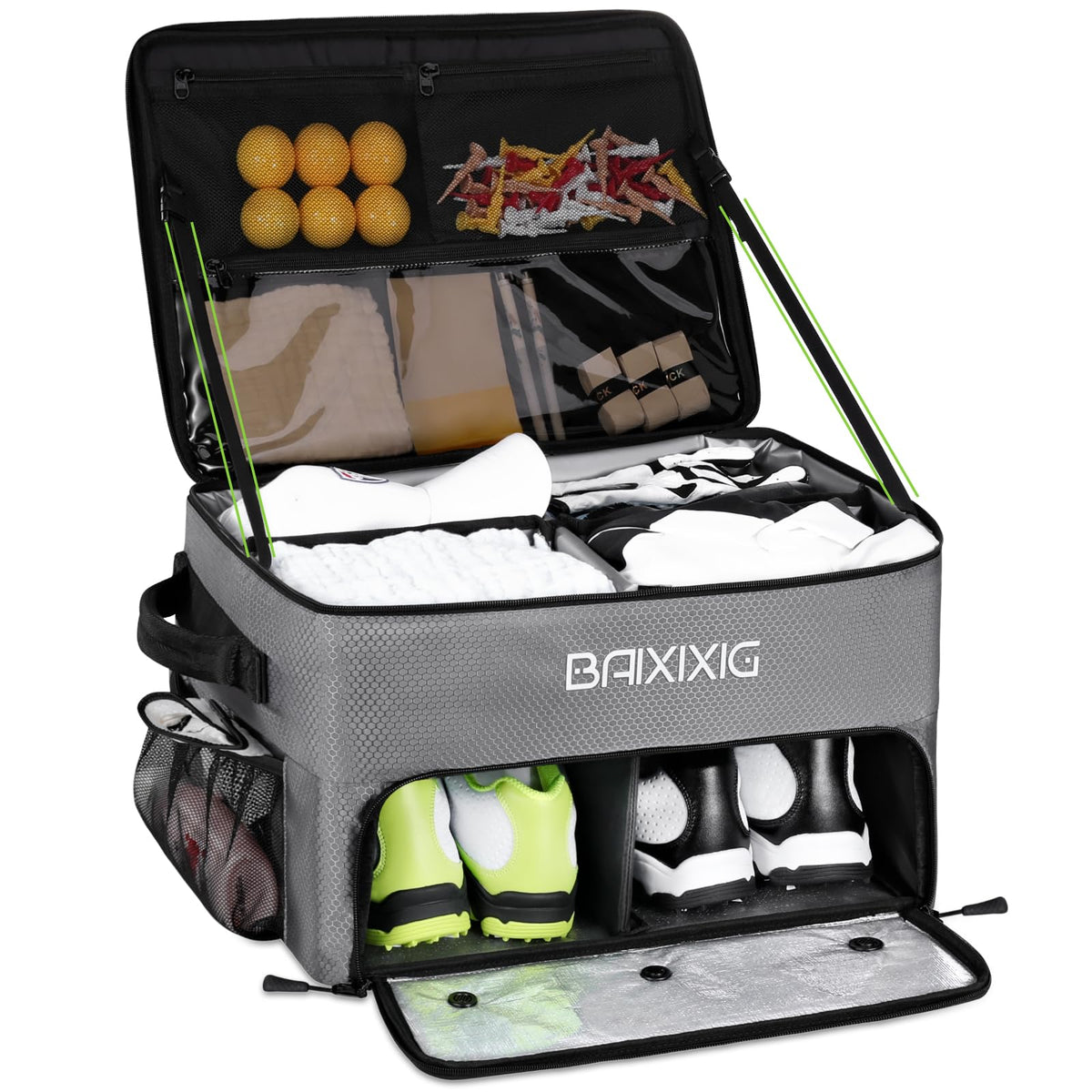 BAIXIXIG front view of red organizer showing pockets and shape, tidy storage benefit