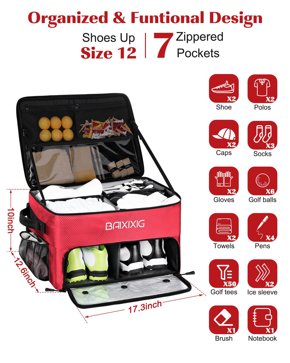 BAIXIXIG being carried to the golf course showing reinforced handles and portability