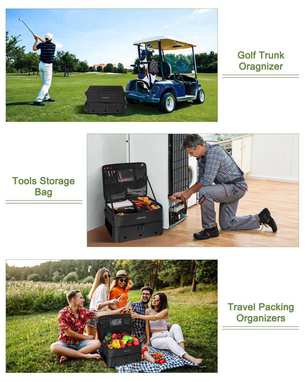 BAIXIXIG lifestyle shot of golfer loading shoes and gear for a round