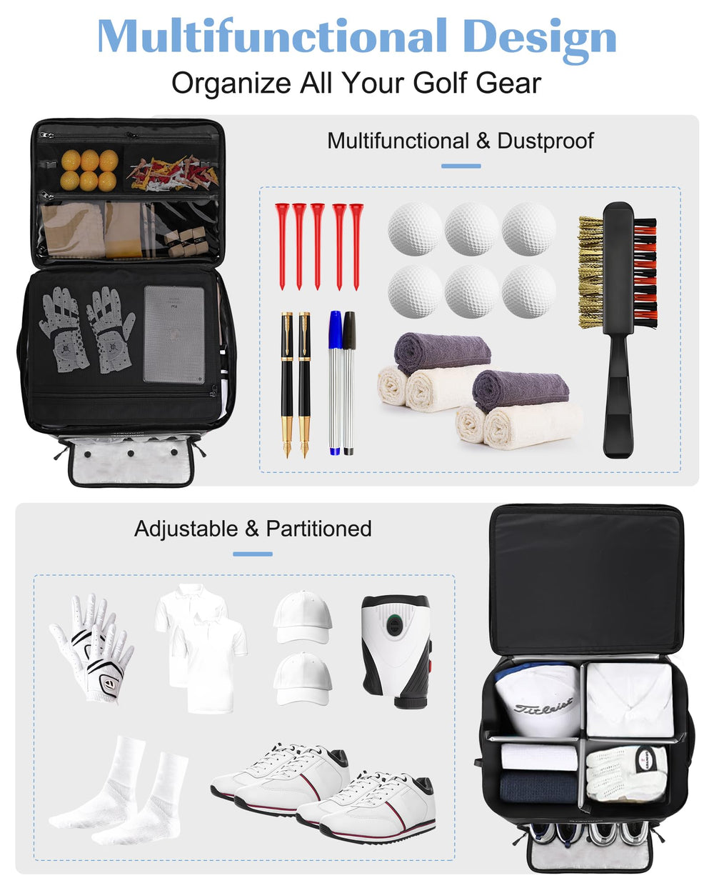 BAIXIXIG open organizer filled with shoes and accessories for quick access benefit