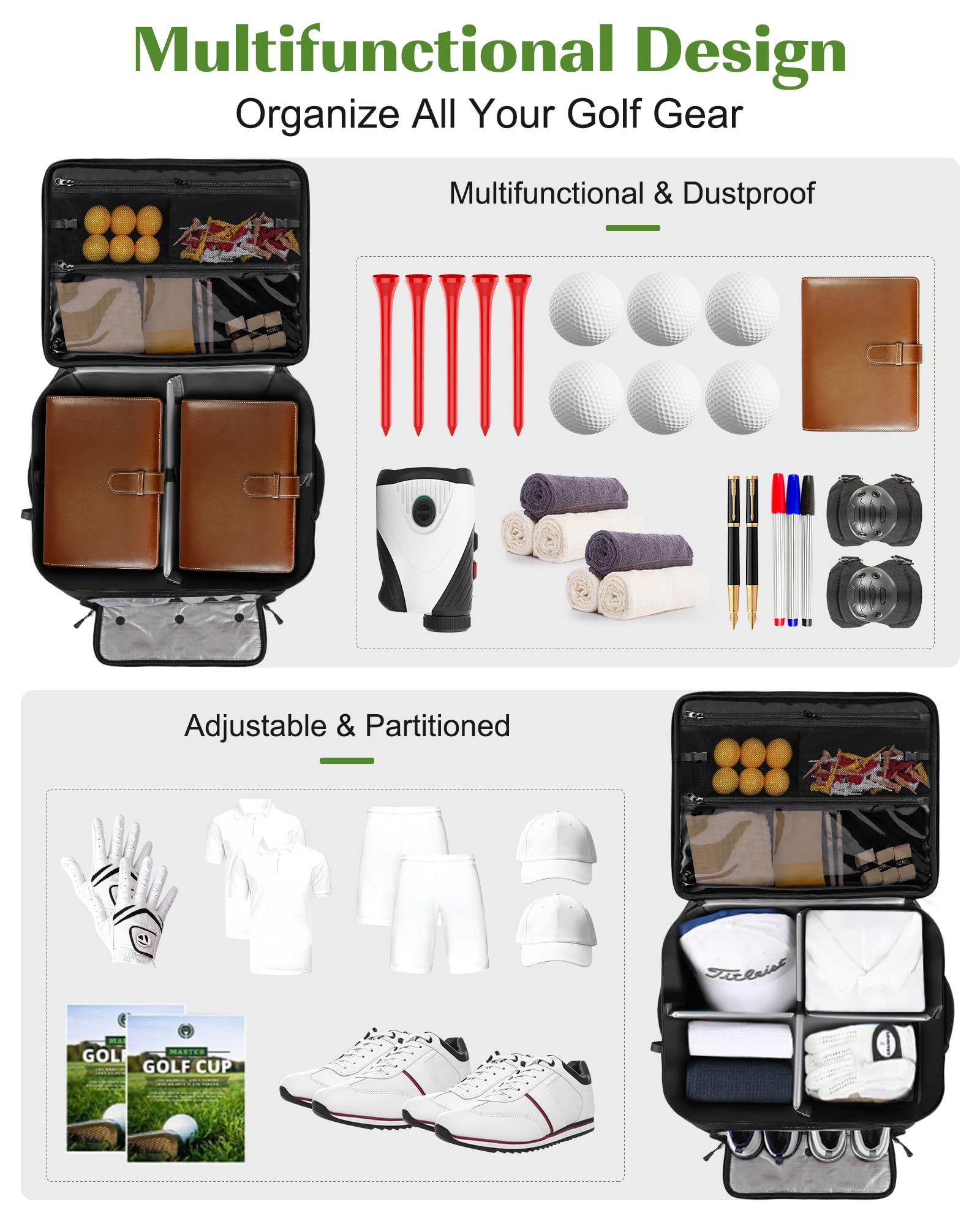 BAIXIXIG upper layer open with multiple zip pockets for organized accessory storage