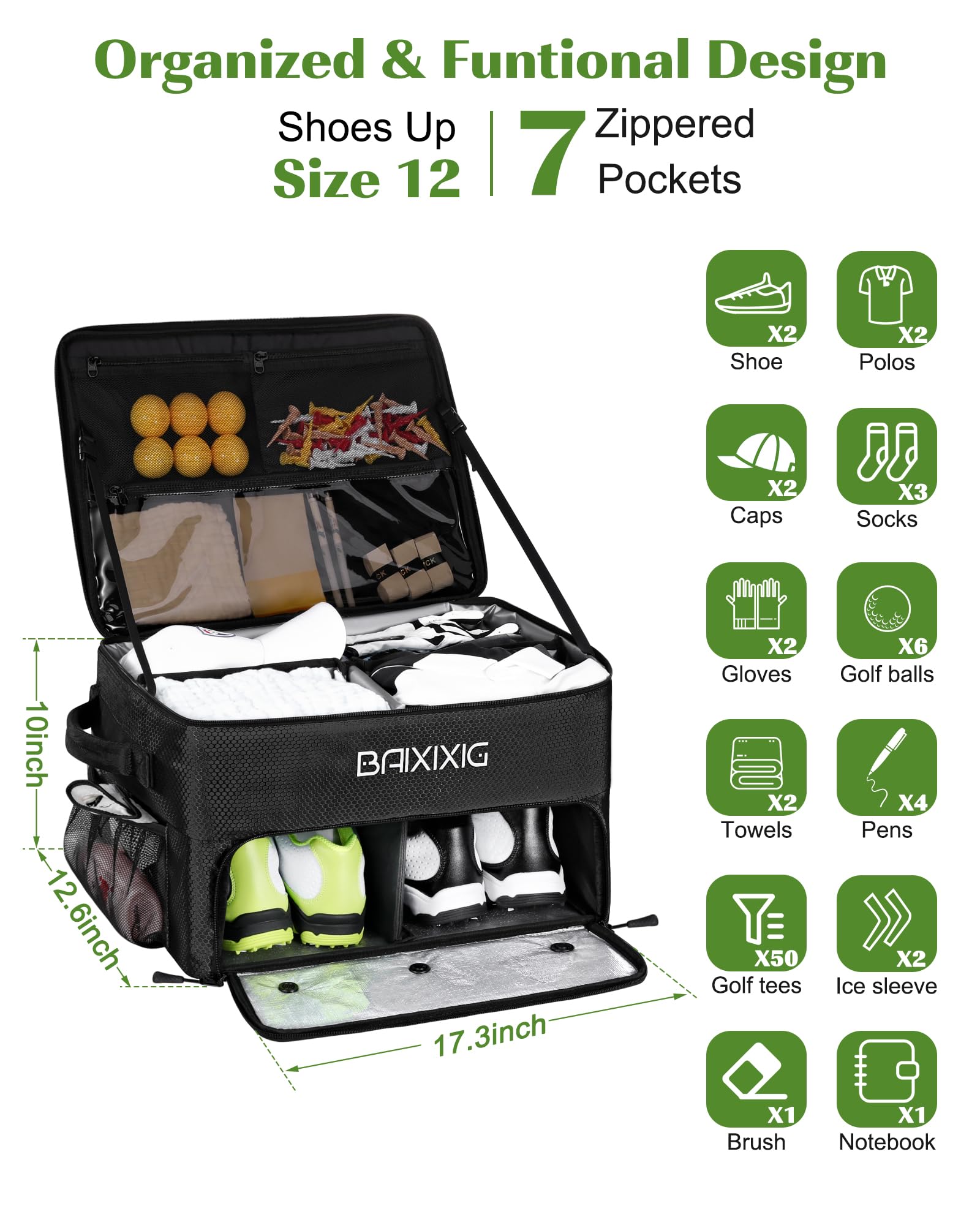BAIXIXIG heavy-duty zipper and double pull-ropes for smooth reliable access