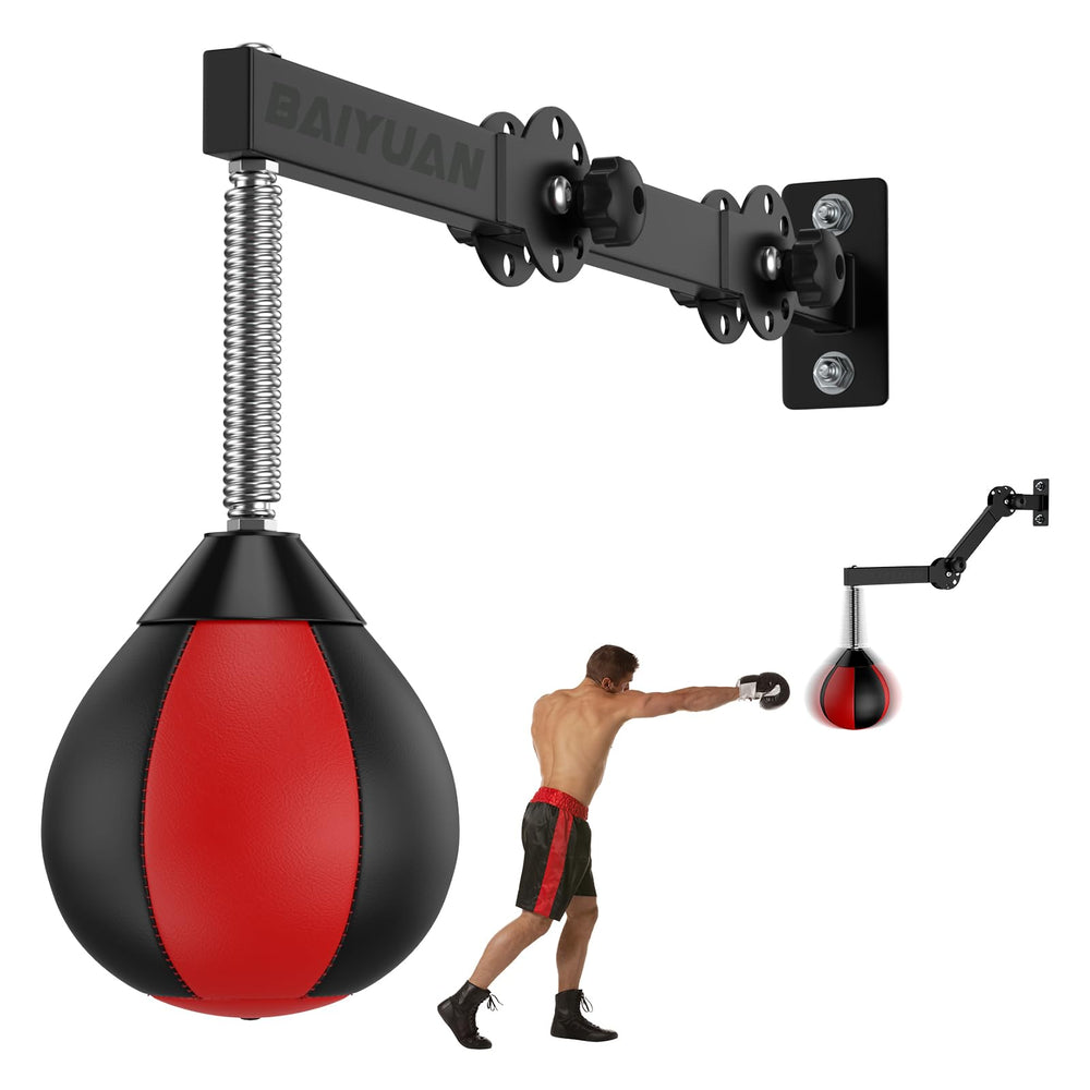BaiYuan front view of mounted speed bag showing compact training setup and stability