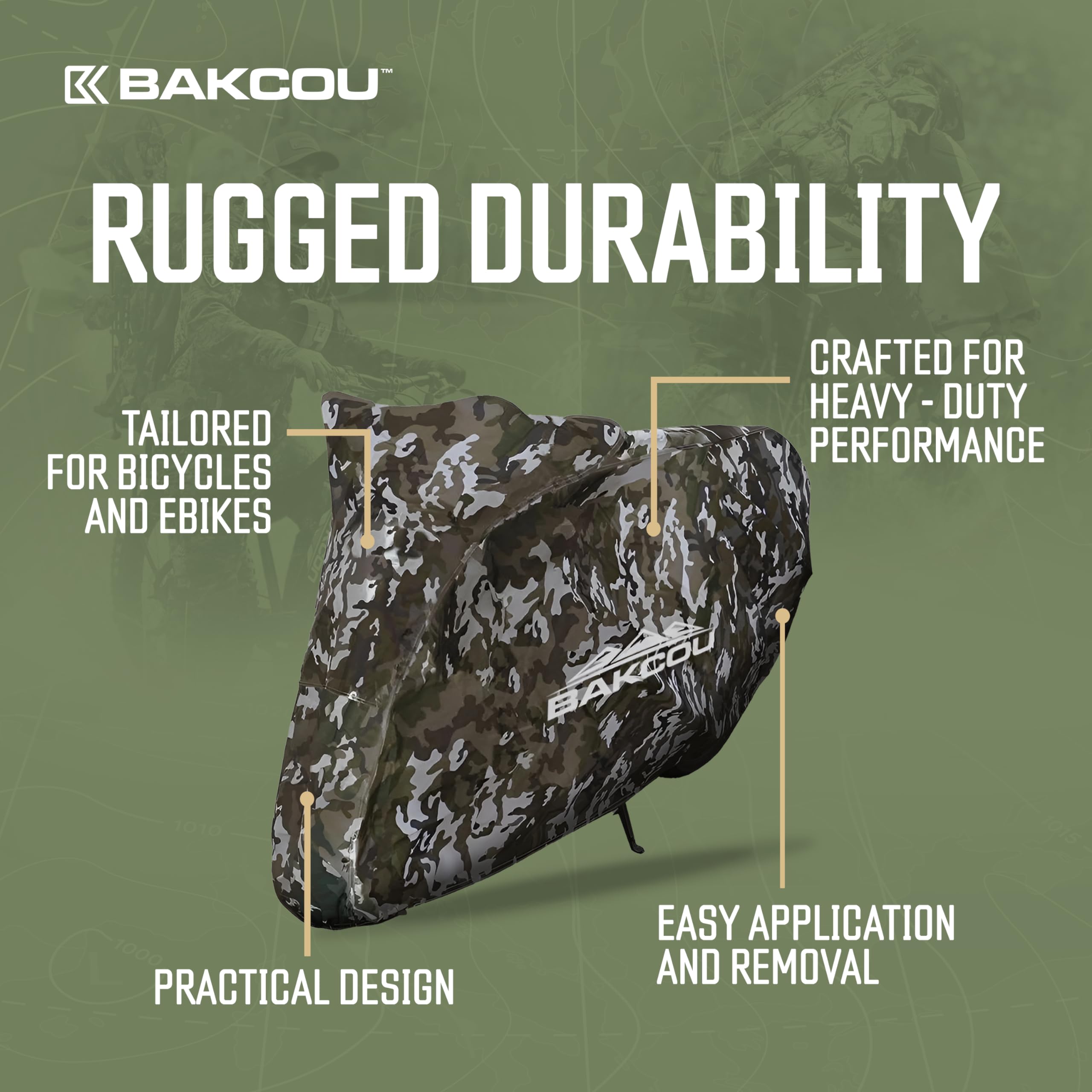 Bakcou label and reinforced seam close-up indicating durable construction