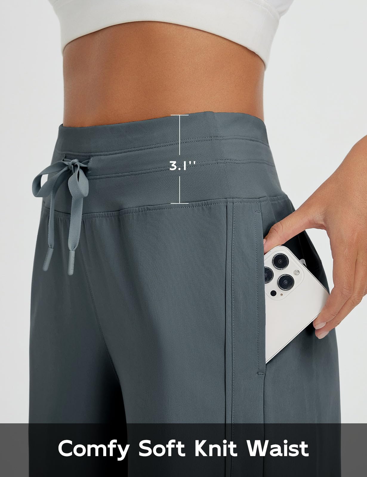 baleaf back view highlighting wide-leg cut and cropped length benefit