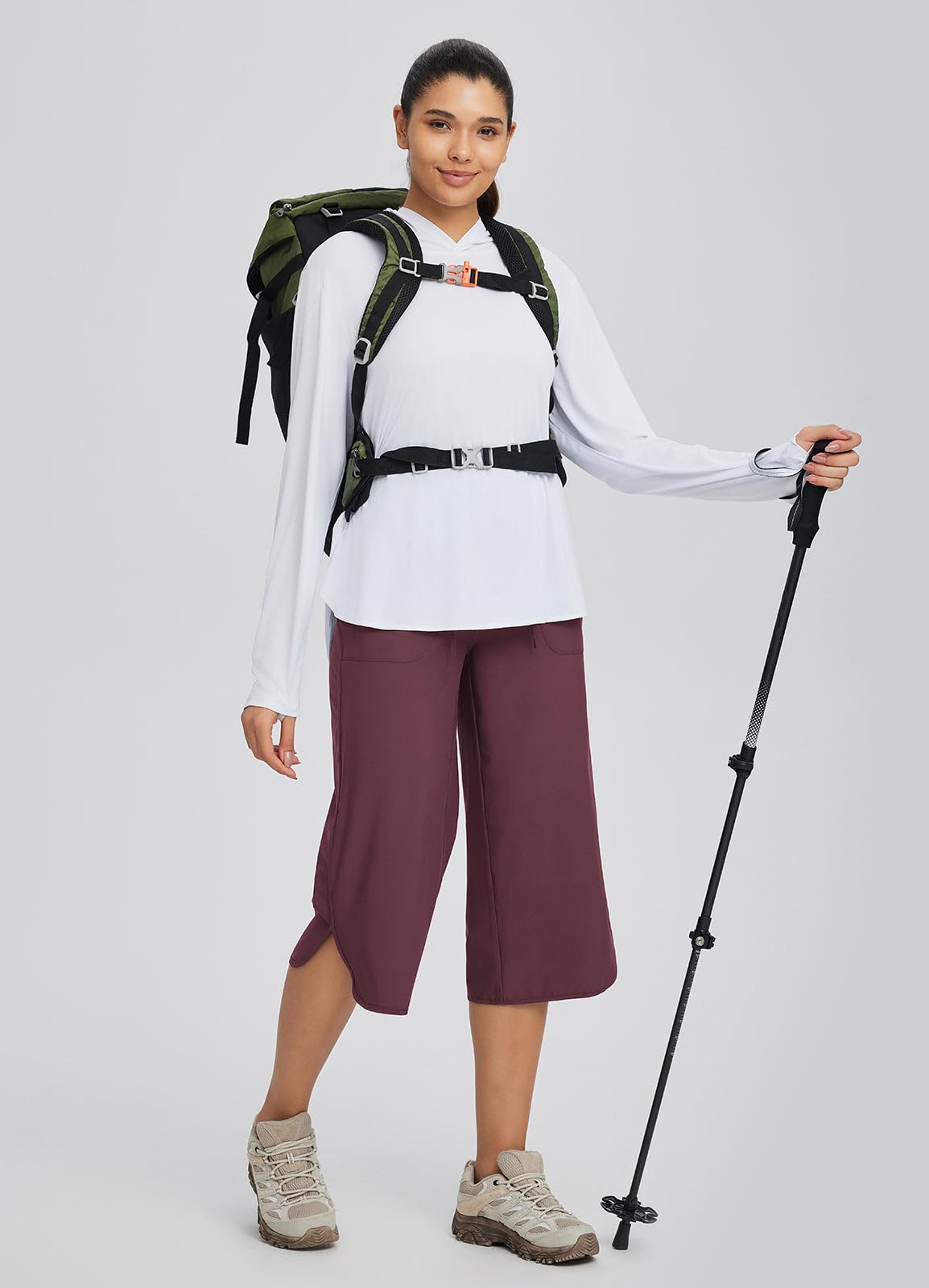 baleaf capri folded in travel bag showing wrinkle resistance and packability