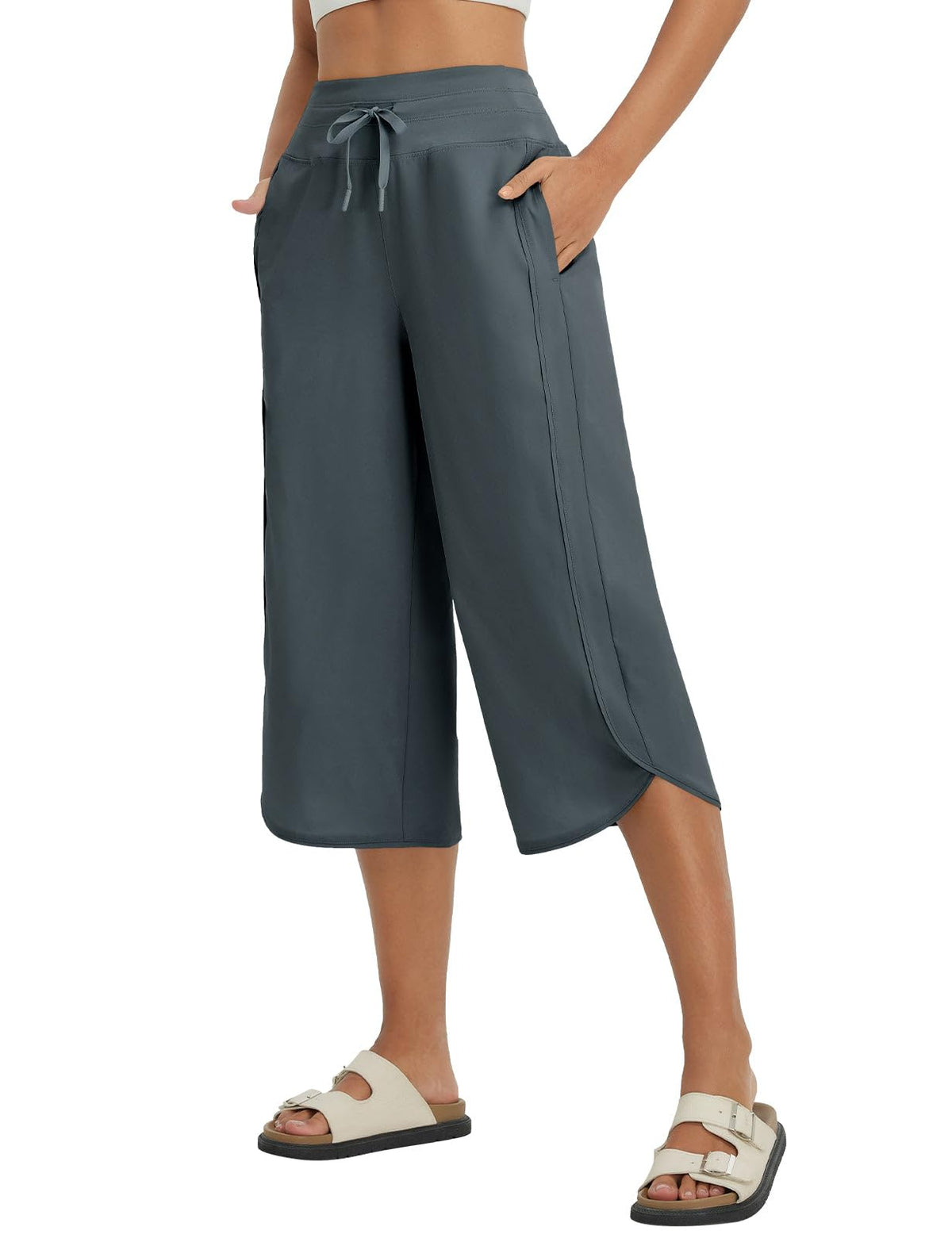 baleaf front view capri dark gray showing relaxed fit and comfort