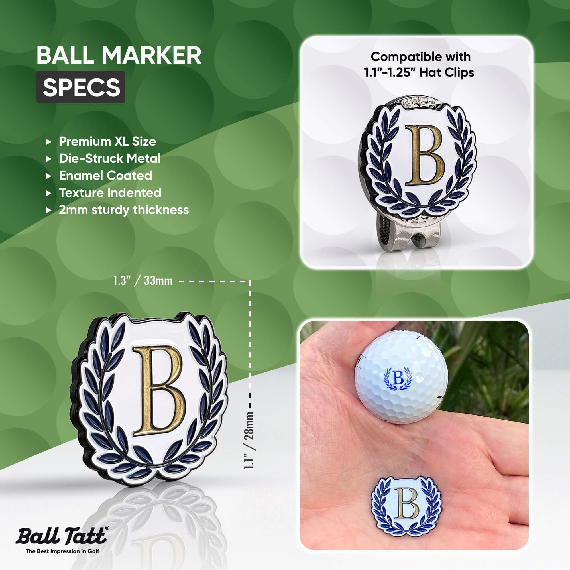 Ball Tatt tucked in a golf bag pocket, conveying convenient course carry benefit