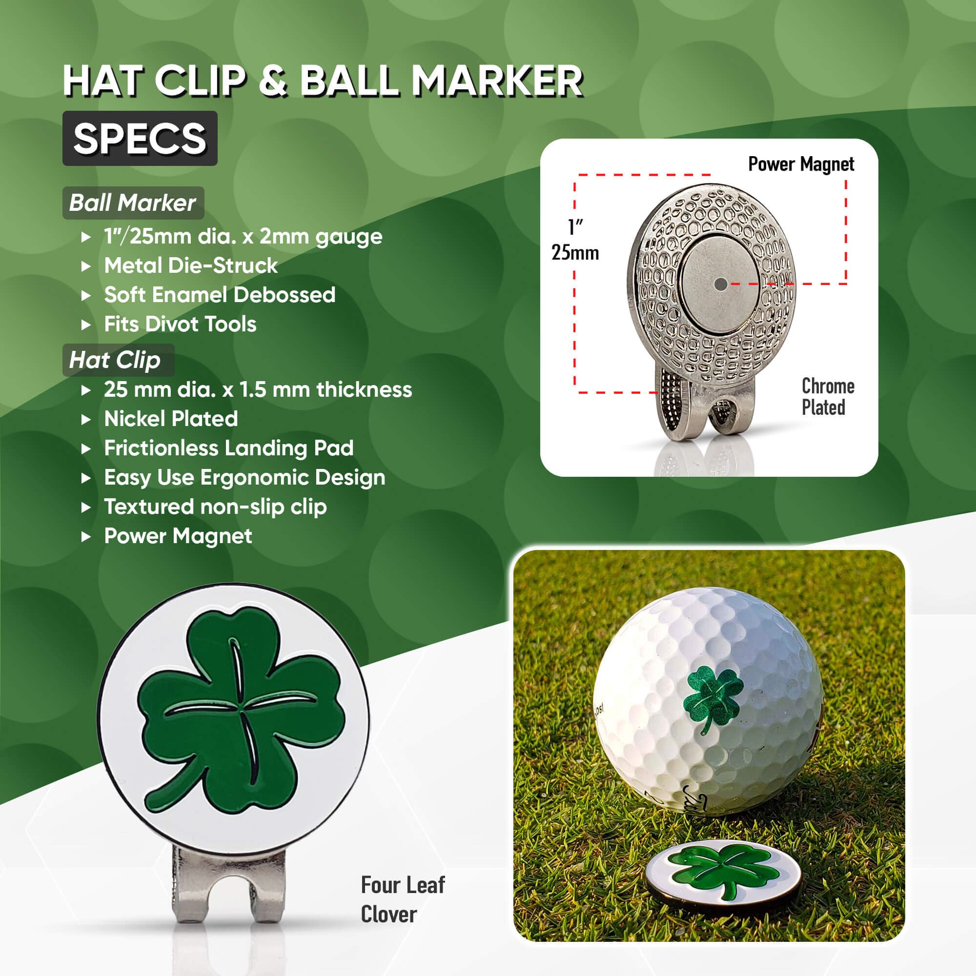 Ball Tatt marker attached to divot tool illustrating easy accessibility benefit