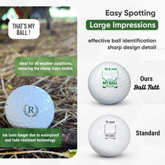Ball Tatt stamping a golf ball on a tee demonstrating fast single-press use