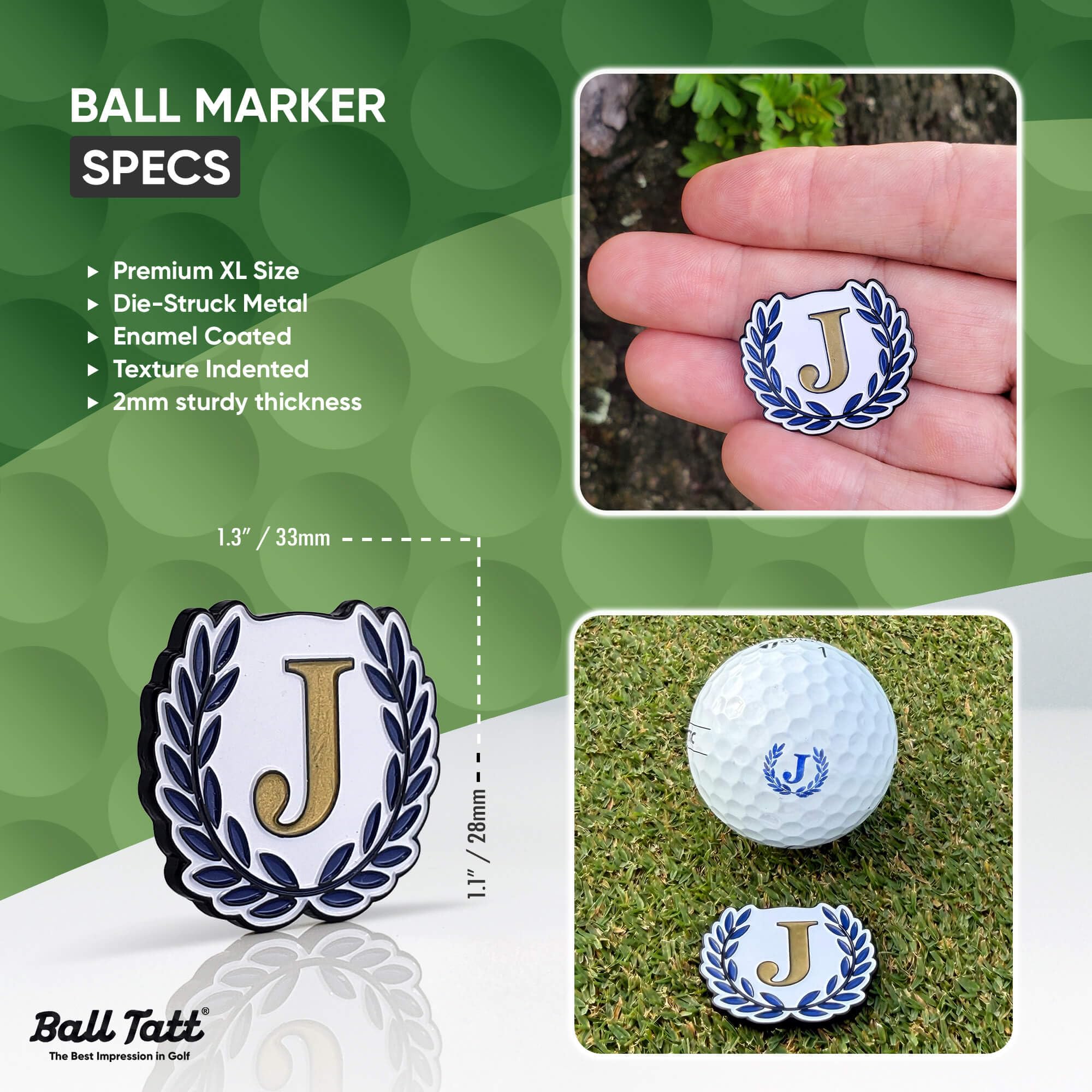 Ball Tatt close detail of texture and branding highlighting durable construction
