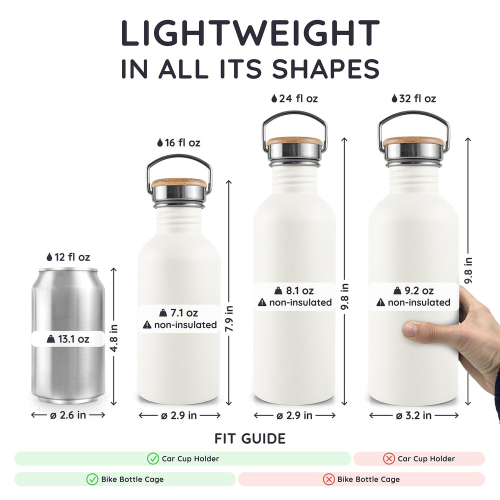 Bambaw Polar White with ice cubes illustrating capacity for cold drinks and convenience