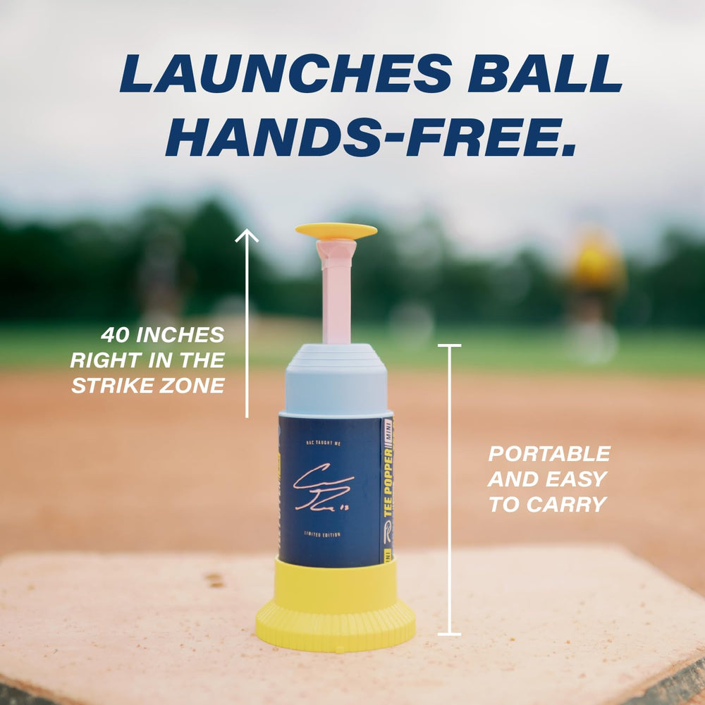 Bandit Sports mini popper balls with tee showing safe soft-ball practice