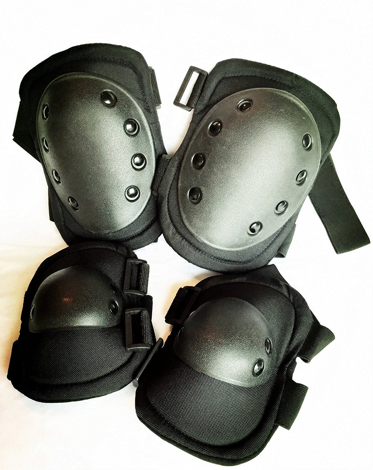 Bargain Crusader front view of four-piece pad set showing compact protection