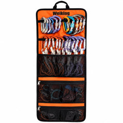 BARHAR front view of roll-up bag showing pockets and strap for tidy storage