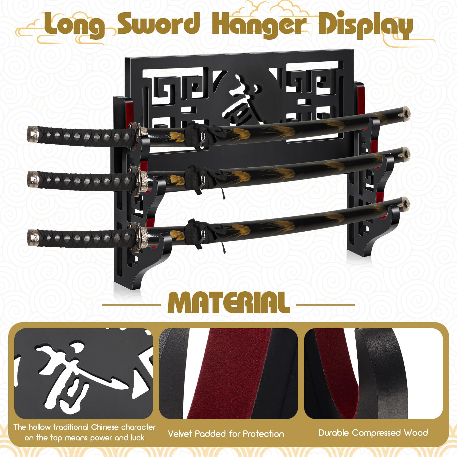 Barydat next to ruler to show dimensions and fit for different sword sizes